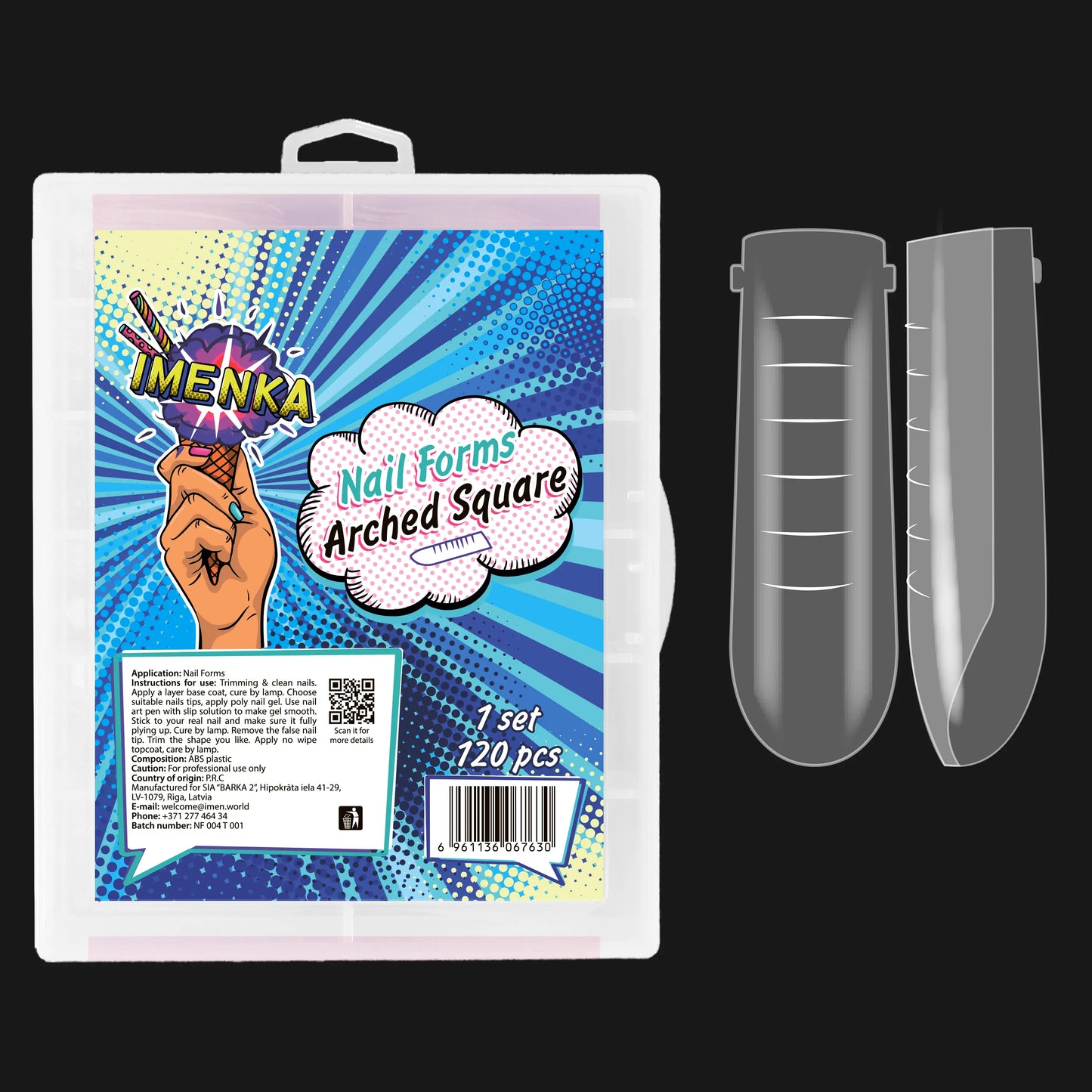 Nail Forms Imenka "Arched Square", 120pcs