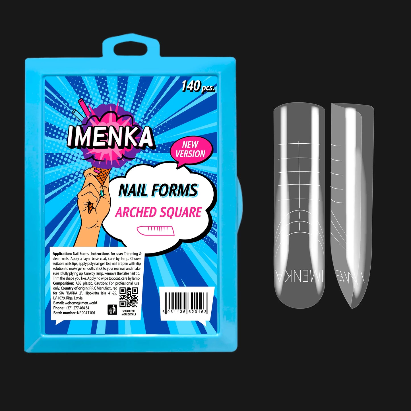 Nail Forms Imenka "Arched Square" v2, 140pcs