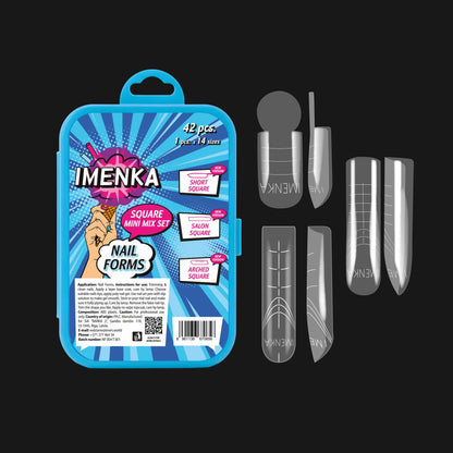 Nail Forms Set Imenka "Square Mini Mix", 42pcs