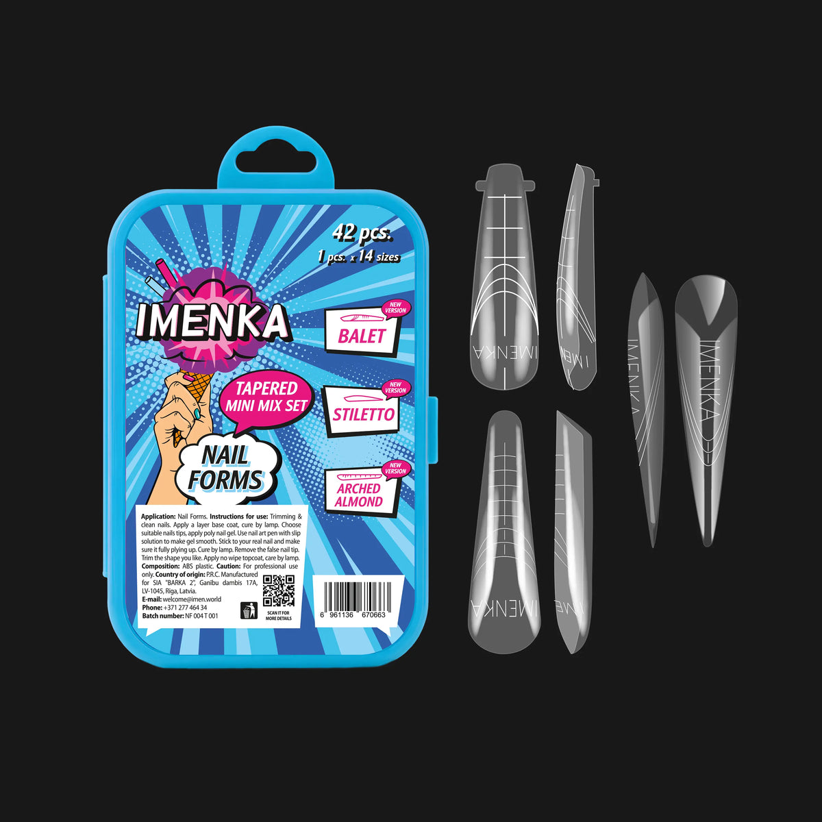 Nail Forms Set Imenka "Tapered Mini Mix", 42pcs
